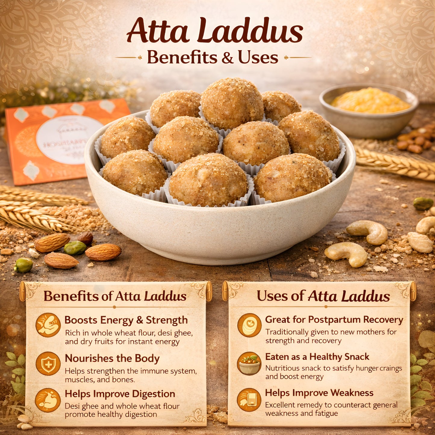 Desi Ghee Aata Pinni – A Nutritious, Flavorful Delight