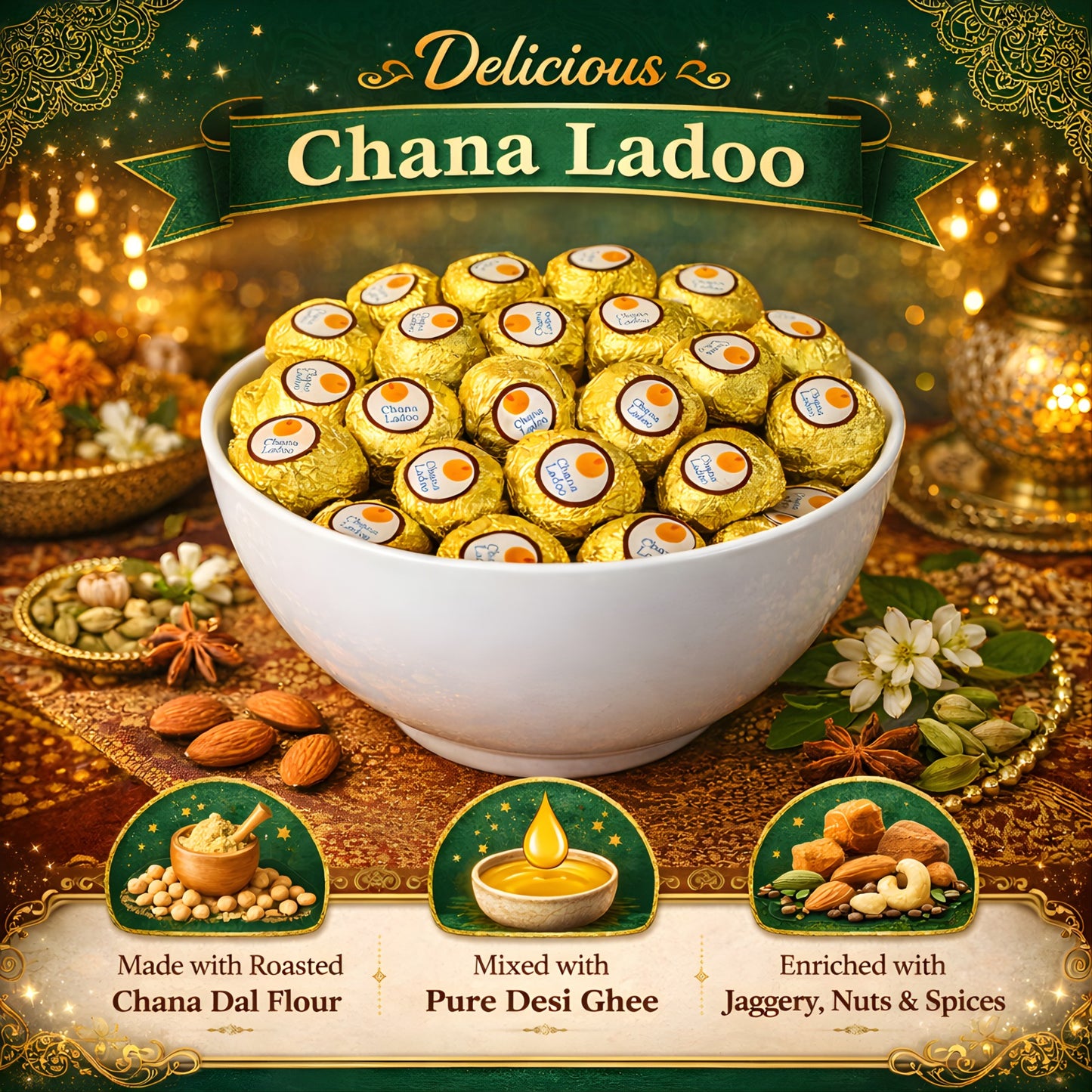 Desi Ghee Channa Ladoo – A Rich, Nutritious Sweet