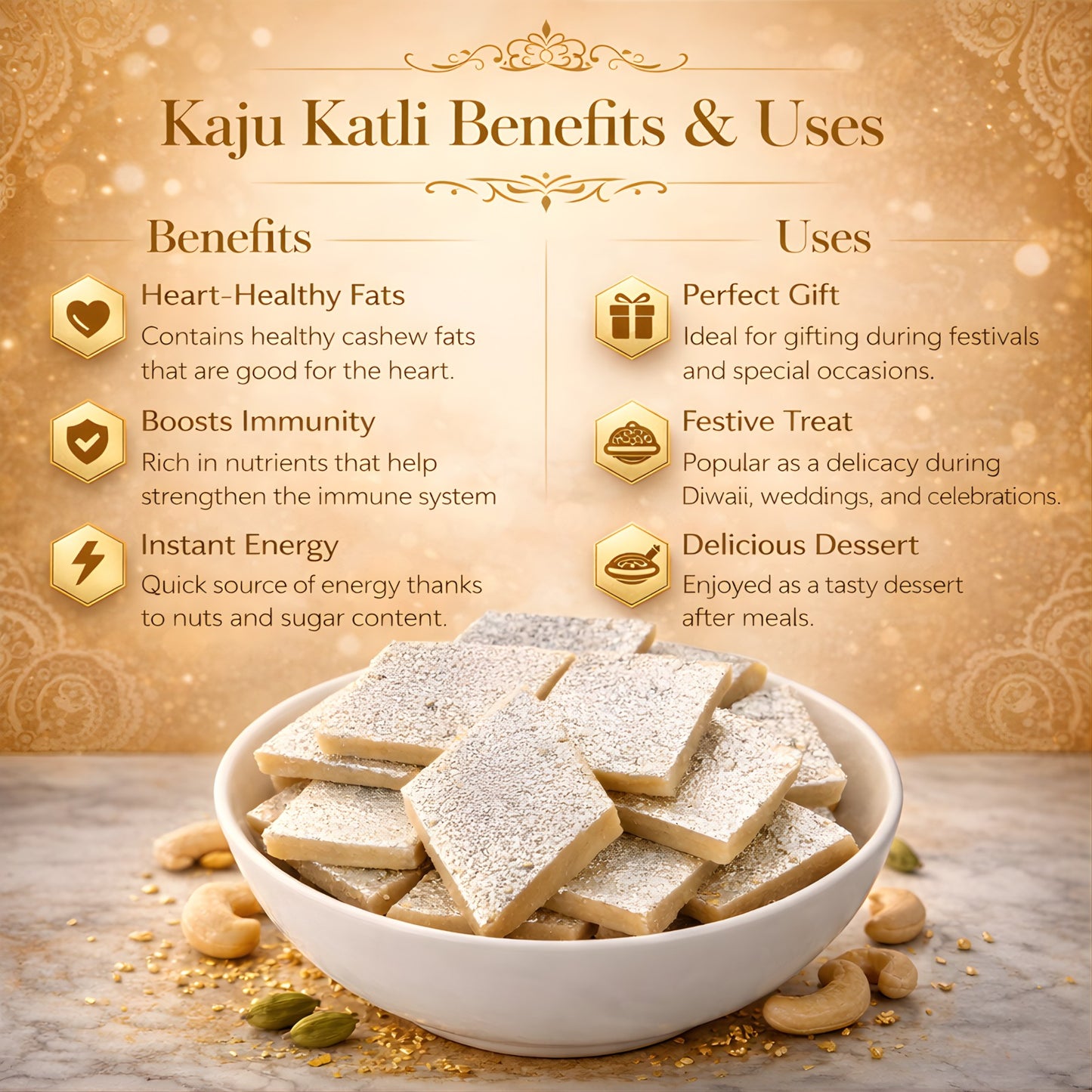 Kaju Burfi – Rich, Creamy Cashew Delight