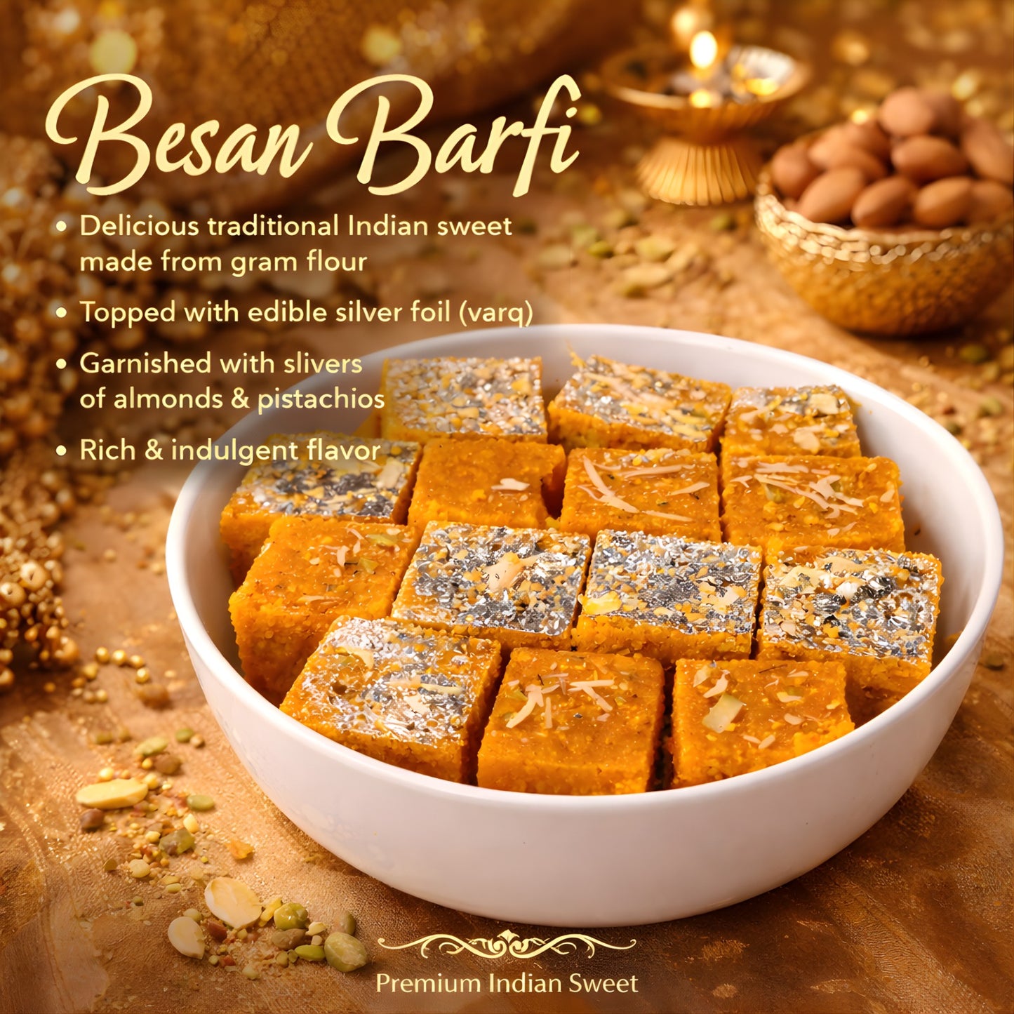 Desi Ghee Moong Dal Burfi – Rich, Flavorful Indian Sweet